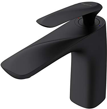 doporro Rubinetto Bagno Miscelatore per Lavabo Caldo e Freddo Regolabile Miscelatore Monocomando 16.5cm WAM-7201 Nero Opaco