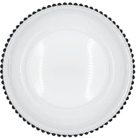Plate Glass Charger 3 Colours Weddings Events Decor Christmas Dinner (Black Beaded)