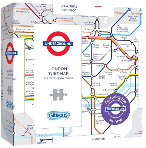 Gibsons | TfL London Tube Map | 500 Piece Gift Puzzle | London Transport Underground Puzzle | Sustainable Jigsaw Puzzle for Kids & Adults | Premium 100% Recycled Board | Great Gift | Gibsons Games