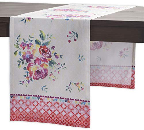 Maison d' Hermine Table runner 100% Cotton Table Runners 180 CM long Decorative for Home Kitchen Dining Party Baby Shower Wedding Bridal Shower Spring Summer (Rose Garden, 37 cm x 180 cm)