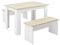 [en.casa] Tisch- und Bank Set 3 teilig Essgruppe für 4 Tisch 110 x 70 cm mit 2 Bänken Tischgruppe Sitzgruppe Weiß/Eiche