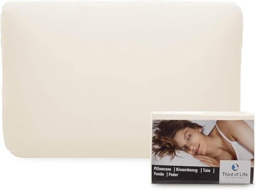 Kissenbezug 60x40 Elfenbein-weiß Einzelpack für Kopf-Kissen ELORA und MIZAR | Weiche Baumwolle (Double Jersey), bügelfrei & trocknergeeignet, OEKO-TEX zertifiziert, Kissenhülle 40 x 60 mit Reißverschluss