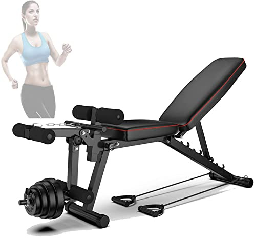 YYGG Klappbare Hantelbank, Multifunktione Flachesbank, Verstellbare Trainingsbank Bauch- & Rückentrainer, Fitnessbank für Ganzkörperübungen, Heim-Fitnessstudio, Einfach Montage, Bis 250kg