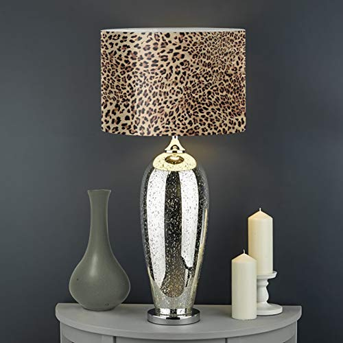 Biyejit Lampenschirm mit Leopardenmuster, groß, trommelförmig, für Kronleuchter, Stehlampe und Tischlampe