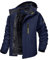 MAGCOMSEN Herren Winter Warme Funktionsjacke Verdickt Wasserdicht Outdoorjacke Männer Softshell Kapuzenjacke Fleece Militär Jacke für Wandern Radfahren Bergsteigen Dunkelblau M