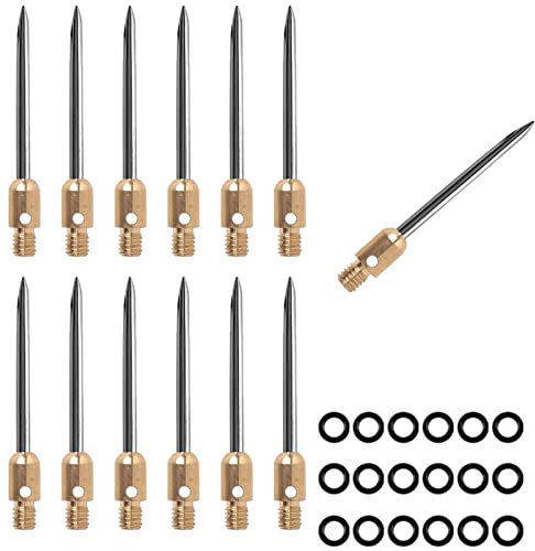 HERZWILD dartspitzen 12 pcs Dart gummiring - stahlspitzen metallspitzen f. steeldart (Gold-Silber)