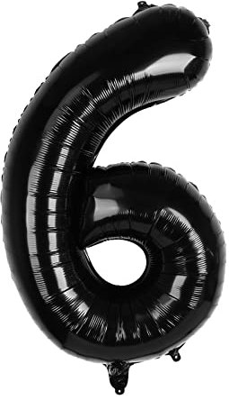 Dbmoon 40 inch Black Number 6 Balloon, Large Numbers Balloons 0-9 Helium Foil Number Balloons Self Inflating for Girls Boys Birthday Party/Anniversary Decorations/New Years Eve Decorations
