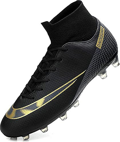 WOWEI Fußballschuhe Herren High Top Spike Cleats Outdoor Athletics Professionelle Fussballschuhe Kinder Trainingsschuhe Fußballschuhe Sportschuhe Wettkampf (FBM-X15, 45EU)