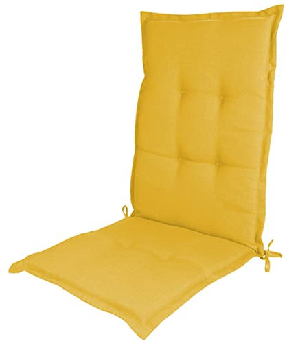 ZPYXBH Hochlehner Auflagen Für Gartenstühle, Sitzpolster 120X48cm, Stuhlauflagen Hochlehner UV-Lichtecht, Gartenstuhlauflagen Für Sonnenliege, Liegestuhl, Sitzauflagen Polster Für Sofas,Gelb