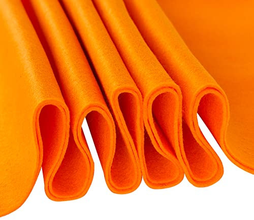 Jtnohx Filz, 1,4 mm dicker Bastelfilz, 90x90cm Filzstoff, Weicher Farbe Filz für Kunst- und Bastelprojekte (Helles Orange)
