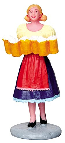 Magie di Natale Kellnerin mit Bier, Weihnachtsdorf aus Polyresin