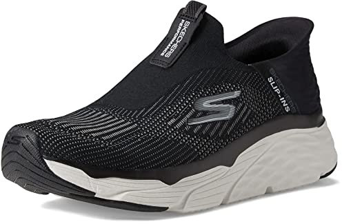Skechers Men's Max Cushioning Slip-ins-Athletic Slip-on Running Walking Shoes with Memory Foam Sneaker, Black White, 7.5 UK