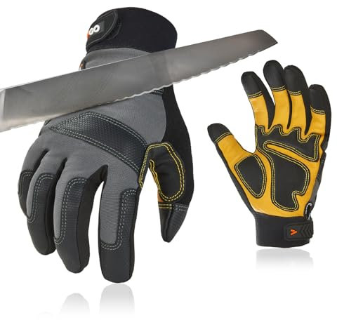 Vgo... Guanti Lavoro Antitaglio EN388 Level C A3, Guanti Lavoro Uomo per Intaglio Edlizia Motosega Antivibrazione Resistente al Taglio 360°