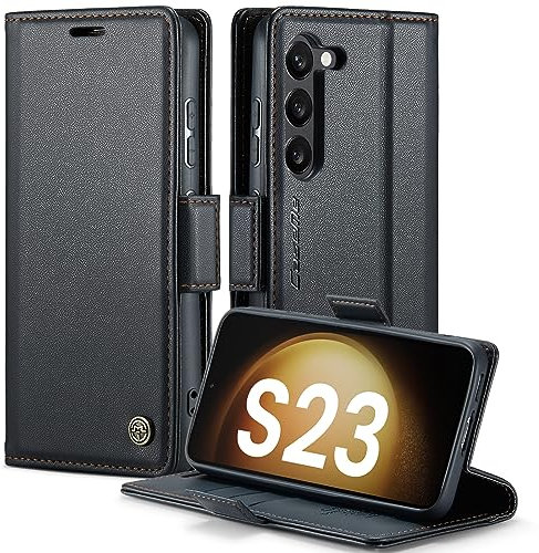 XYGLOW Coque pour Samsung Galaxy S23 5G Etui RFID Protection Housse en Premium Cuir Pochette Portefeuille Rabat Clapet Case Porte Carte Magnétique Étui pour Samsung Galaxy S23 5G 6.1'' - Noir