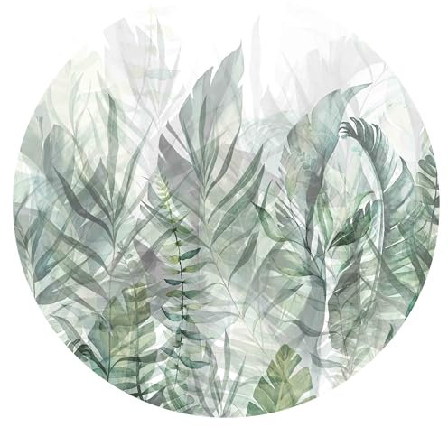 murando runde Fototapete selbstklebend grüne Natur 280x280 cm Tapeten Wandtapete XXL Moderne Wanddeko Design Wand Dekoration Wohnzimmer Schlafzimmer Büro Flur Blätter Natur Wiese