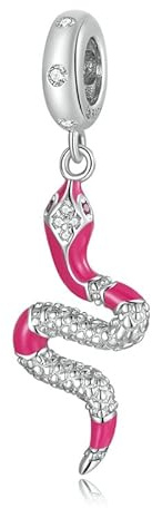 Charm Anhänger Schlange Rosa Anhänger 925 Silber - Les Folies für Pandora, Sterling-Silber, Zirkonia