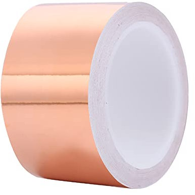 TopHomer 60mm Breite Kupferfolienband, Kupferband Schneckenabwehr Einseitig Leitfähiges EMI Abschirmband, Selbstklebendes Kapton Tape für Erdung, Musikinstrumente, Gärten, 30M Länge
