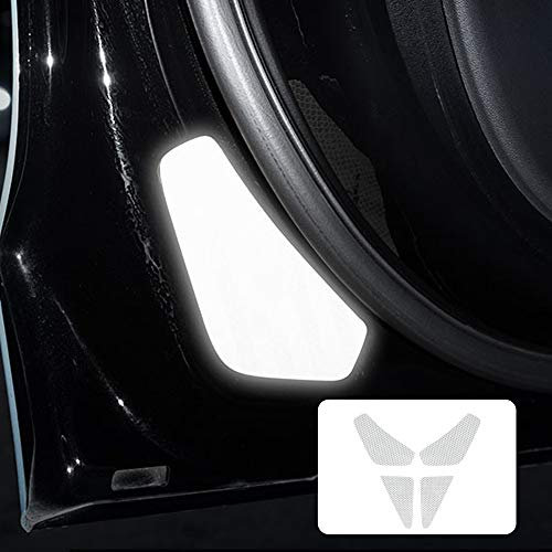 KUNGKIC Car Door Reflective Warning Stickers Open Auto Decals Anti-Collision Safety Sign Compatible with Tesla Model 3 2017-2023 Accessories (White)