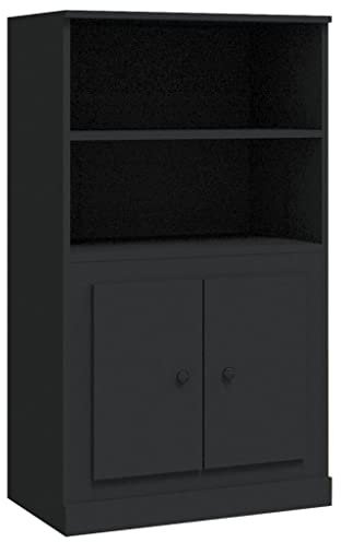vidaXL Buffet Haut, Armoire Latérale, Meuble de Rangement, Organisateur de Salon Salle de Séjour Intérieur, Moderne, Noir Bois d'Ingénierie