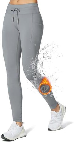baleaf Damen Wanderleggings wasserdichte Skihose Winter Leggings Outdoor Thermohose high Waist 27 Grau M