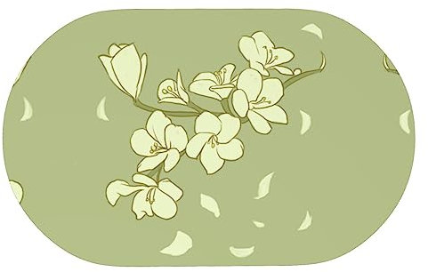 vacsAX Diatome-Badematte mit Schlamm und Gummi, wasserabsorbierend, schnell trocknend, rutschfest, ideal für Badezimmer, Küche, Cartoon-Begonie