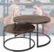 FLEAGE Stapelbarer Couchtisch, 2er-Set, stapelbare Beistelltische, Nachttische aus dickem Walnussholzbrett im Industriestil mit Metallbeinen, Satztische, für Wohnzimmer, rundes Holz Dignified