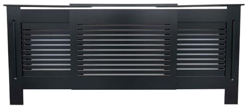 AIRWAVE Radiator Cover Horizontal Line Style Painted MDF Black Radiator Heating Cover (Adjustable)