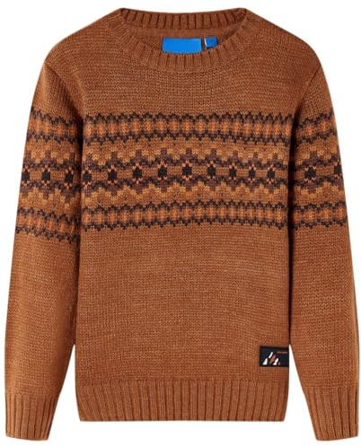 vidaXL Kinderpullover Gestrickt Pullover Kinder Strickpullover Langarm Pulli Cognac 104