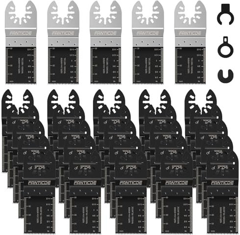 FANTICDE 30PCS Multi Tool Blade Universal for Timber Metal Plastics, Quick Release Oscillating Saw Accessories Compatible with Bosch, Ryobi, Dremel, Makita, Fein Multimaster, Milwaukee