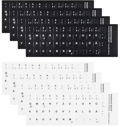 Zeayebsr 8 Pcs Pegatinas para Teclado en Alemán, Repuesto de Letras para Cualquier Teclado Estándar, Ordenador Portátil