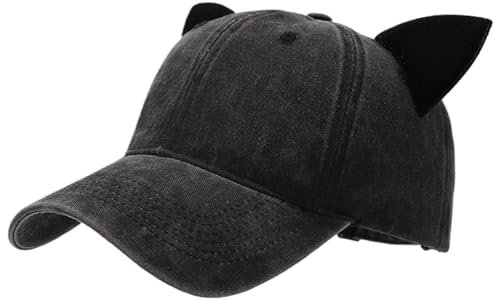 XJKLBYQ Katzenohrhut, Hut mit Ohren, Baseball Cap Katzenohren Hut, lustiger Papa Hut Vintage Gewaschene Frauen Männer