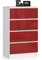 Home Collective Kommode in rot Hochglanz mit 4 geräumigen Schubladen, 60 cm breit, 99 cm hoch Kommode Schlafzimmer Flur Wohnzimmer Organizer Kommode mit Schubladen Holz Highboard Sideboard Schrank