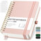 RETTACY Notizbuch A5 Dotted, Bullet Dot Journal mit 100 g/m² Dickem Papier, 150 Blatt, Notebook für Büro und Schule, Lederhülle, Roségold, 14.8 cm x 21 cm