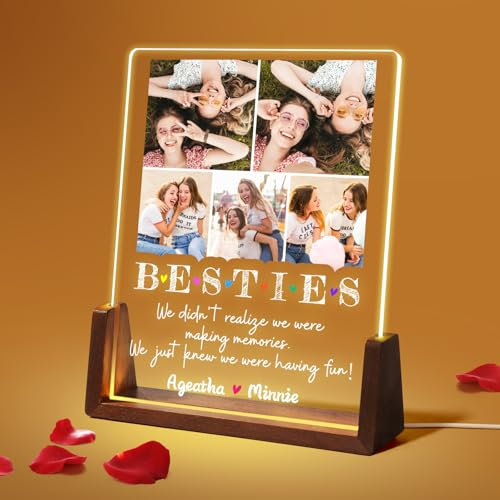NIBESSER Personalisierte Geschenke für Beste Freundin Schwester & Familie zum Geburtstag Acryl Glasbild mit Foto Led Bilderrahmen für Freunde, Familie Weihnachten