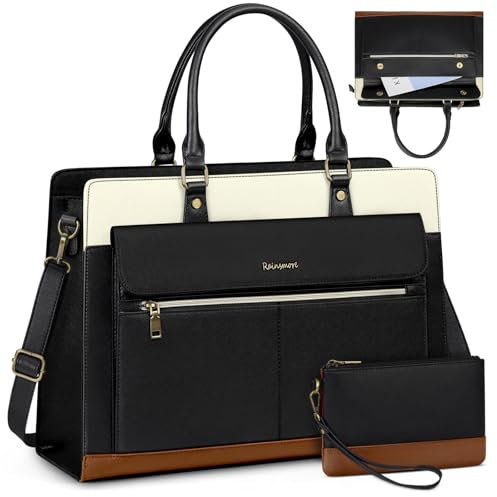RAINSMORE Handtasche Damen Groß Shopper Tasche Damen Arbeitstasche 15.6 Zoll Laptoptasche Wasserdicht PU Leder Uni Tasche Lehrertasche Aktentasche