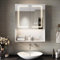 SIRHONA Armoire de Toilette Miroir, Armoire Murale avec Éclairage LED et Prises de Courant, Interrupteurs à Commande Tactile, Dimmable,avec Rangement et Étagères en Verre Réglables, 60 x 75 x 13cm