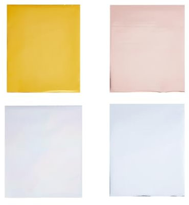 SUPERFINDINGS 200 Stück 4 Farben Gottes Goldfolie Papierprägung Goldblattsätze Wärmeübertragungsfolien Für Das Heißprägen von Karten Bunte PET Folien Für Glitzernde Dekorationen