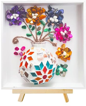 ALLINKIT DIY Vase Mosaic Painting Kit,Mosaic Art Kits for Adults with Flower Vase Mosaic Accessories,Craft Kits with Frame for Handmade Painting Room Decor Festival Gift