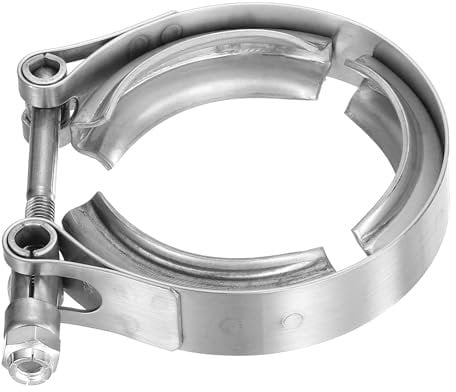 sourcing map 2 V Band Clamp 304 Stainless Steel for Exhaust Systems Downpipe Exchange Exhaust Accessories, Adjustment Range 51mm / 2.01inch
