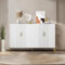 Wyibwy Moderno aparador de cocina con 4 estantes ajustables y 4 puertas, multifuncional y sencillo, armario con blanco mate, aparador de salón, 160 x 35 x 100 cm, para salón, comedor, blanco