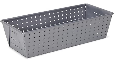 patisse 03501, Moule à pain perforé, Moule brioche Acier revêtu, Anti Adhésif Silver-Top, 25 x 11.5 x hauteur 7 cm, Gris argenté