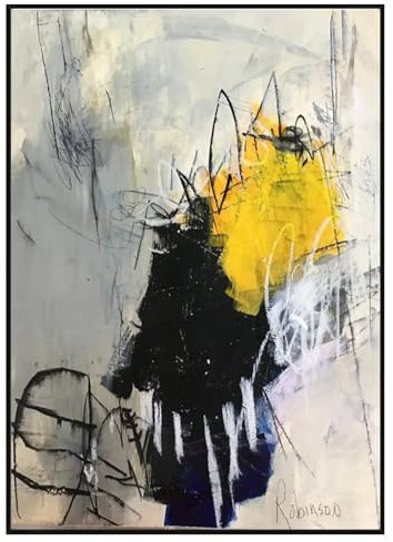 LMYCHENG Abstraktes handgemaltes Ölgemälde, schwarz-weiß, geometrische Linienkunst, Poster, Drucke, Gemälde für Wohnzimmer, Heimwanddekoration, 20 x 30 cm, Rahmen