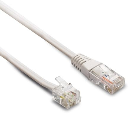 METRONIC 395228 - Cable telefónico RJ45/RJ11 macho/macho de 5 m para fax módem router conforme a la norma NF C15-100 Blanco
