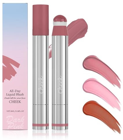Face Blush Long Wearing Blendable Color, 2025 Neuer 3 In 1 Blush Stick, Vereint Lipgloss, Rouge und Highlighter in Einem, Langanhaltend und Nicht Klebend, für Lippen und Gesicht (Dunkelrosa, M)