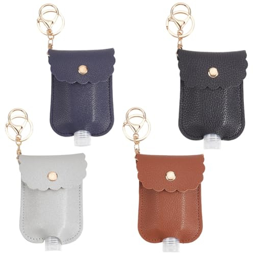 SOFPLATE 4 Stück Handdesinfektionsmittel Schlüsselanhänger Handdesinfektionsmittel Halter Tasche Nachfüllbar Reisegröße Tragbar Reiseflaschen Toilettenartikelbehälter für Seife Shampoo Lotion