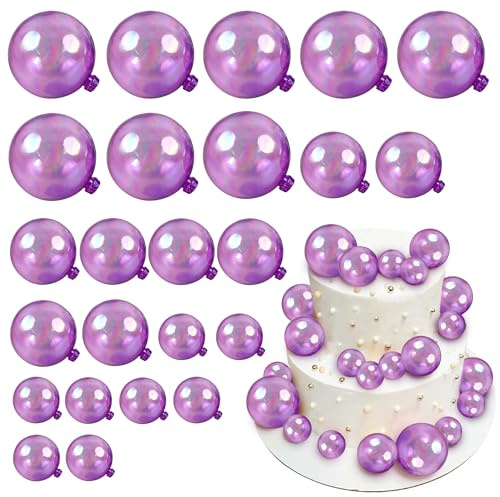 Blumomon 24Pcs Purple Ballon Cake Topper Round Ball Cupcake Topper DIY Dessert Cake Decoration Birthday Party Wedding Supplies Baby Shower Cake Decoration