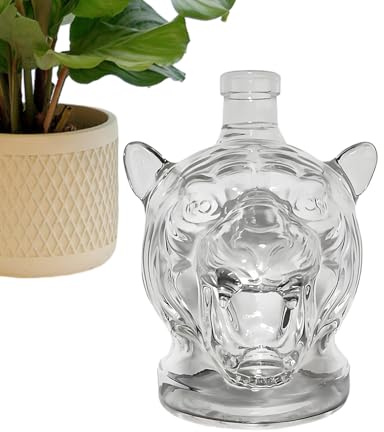 Ylnailky Whiskey-Flasche, Whiskey-Alkohol-Dekanter-Flasche – Heimdekoration, Tigerkopf-Form, Getränkebehälter für Spirituosen, Wein, Bourbon, Brandy, Wodka, Cognac, Tequila