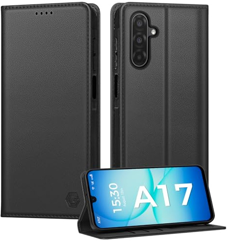 Kirnntca Handyhülle für Samsung Galaxy A17 5G/4G Hülle, Kartenfach Premium PU Leder Klapphülle Schutzhülle, Standfunktion Tasche Flip Case für Samsung Galaxy A17 5G/4G - Schwarz