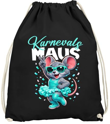 MoonWorks® Turnbeutel Karneval Maus Spruch lustig Faschingsartikel Gadget Karneval Tasche Party Accessoires Gymbag Schwarz-tuerkis unisize