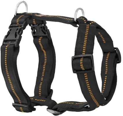 KOCH Hundegeschirr Premium gepolstert extrabreit 40mm, Made in Germany, für große Hunde, stufenlos 5-Fach verstellbar, schwarz mit Kennfäden/XXL - 40mm | 86-125cm